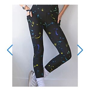 Popfit Leggings Pixie Zodiac Stars Large NWT